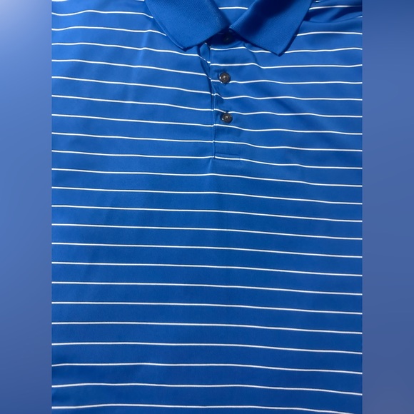 Pebble Beach Performance Golf Polo Shirt Men's Short Sleeve Blue Striped Large - Picture 4 of 4